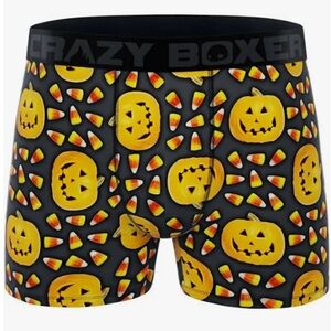 Crazy Boxer Halloween Candy Corn Pumpkins Black Boxer Briefs Men's L NWOT